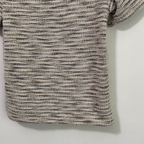Postmark Anthropologie Boucle Tweed Top Tee S Short Sleeve Zipper Casual Boho - Picture 6 of 9
